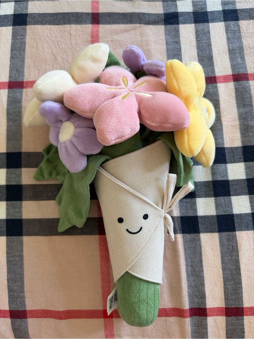 Jellycat Pastel Plush Flower Bouquet - Pink, Yellow, Purple, Cream, Green